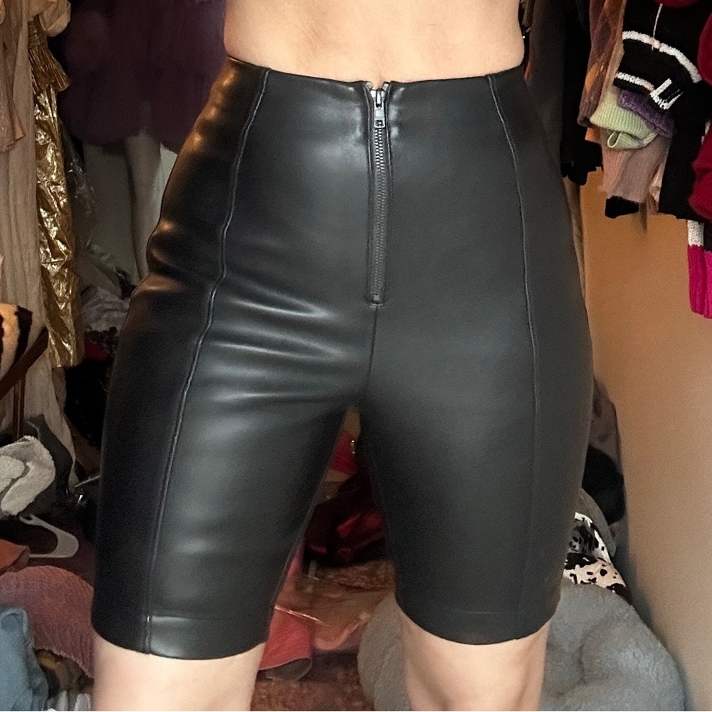 NWT House of CB Black Faux Leather Shorts